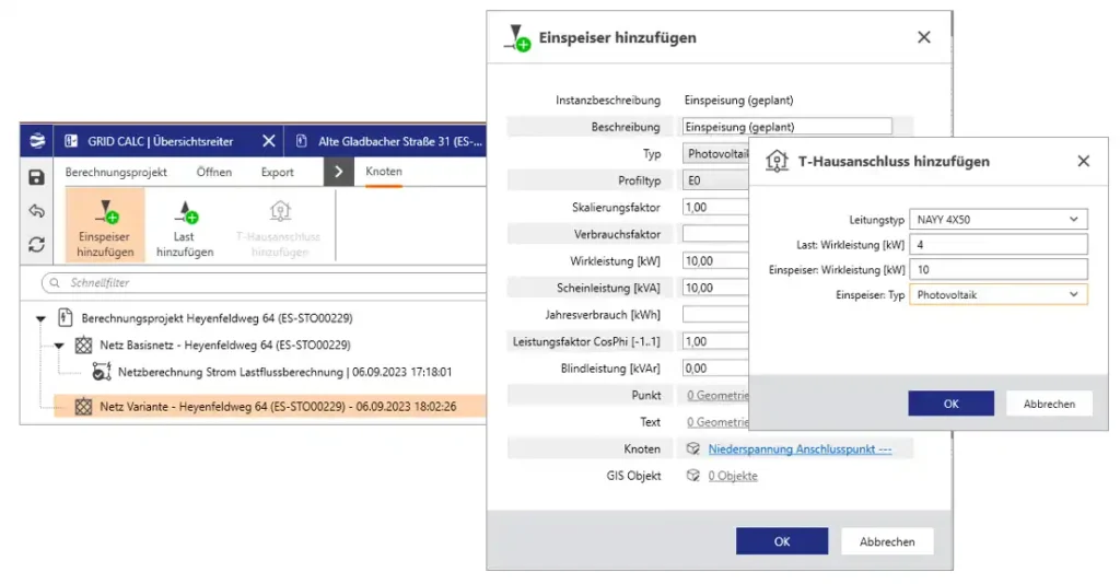 Screenshots aus dem Modul Grid Calc