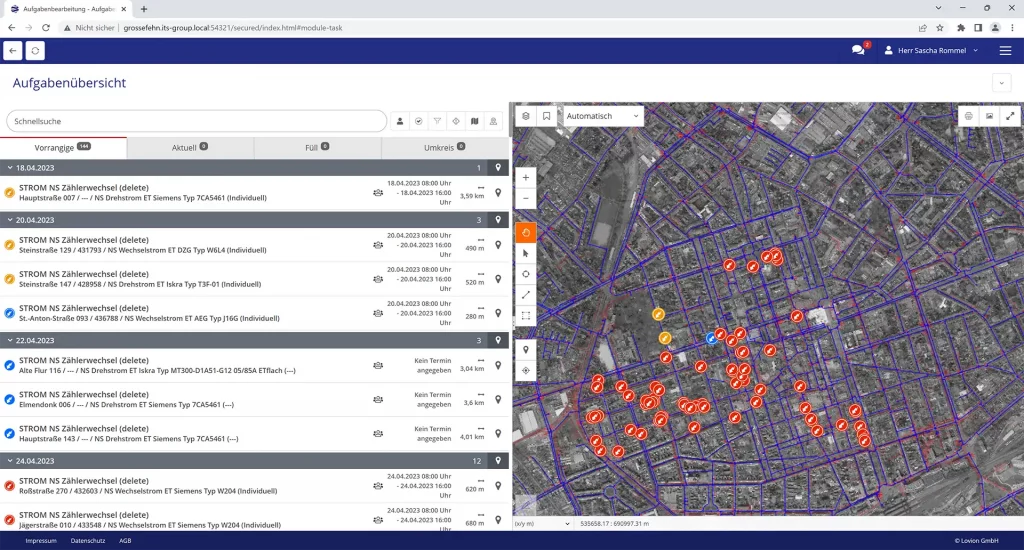 Screenshot des Dienstleisterportals