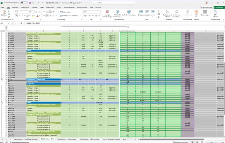Screenshot zum Berichtswesen in Lovion EMISSION